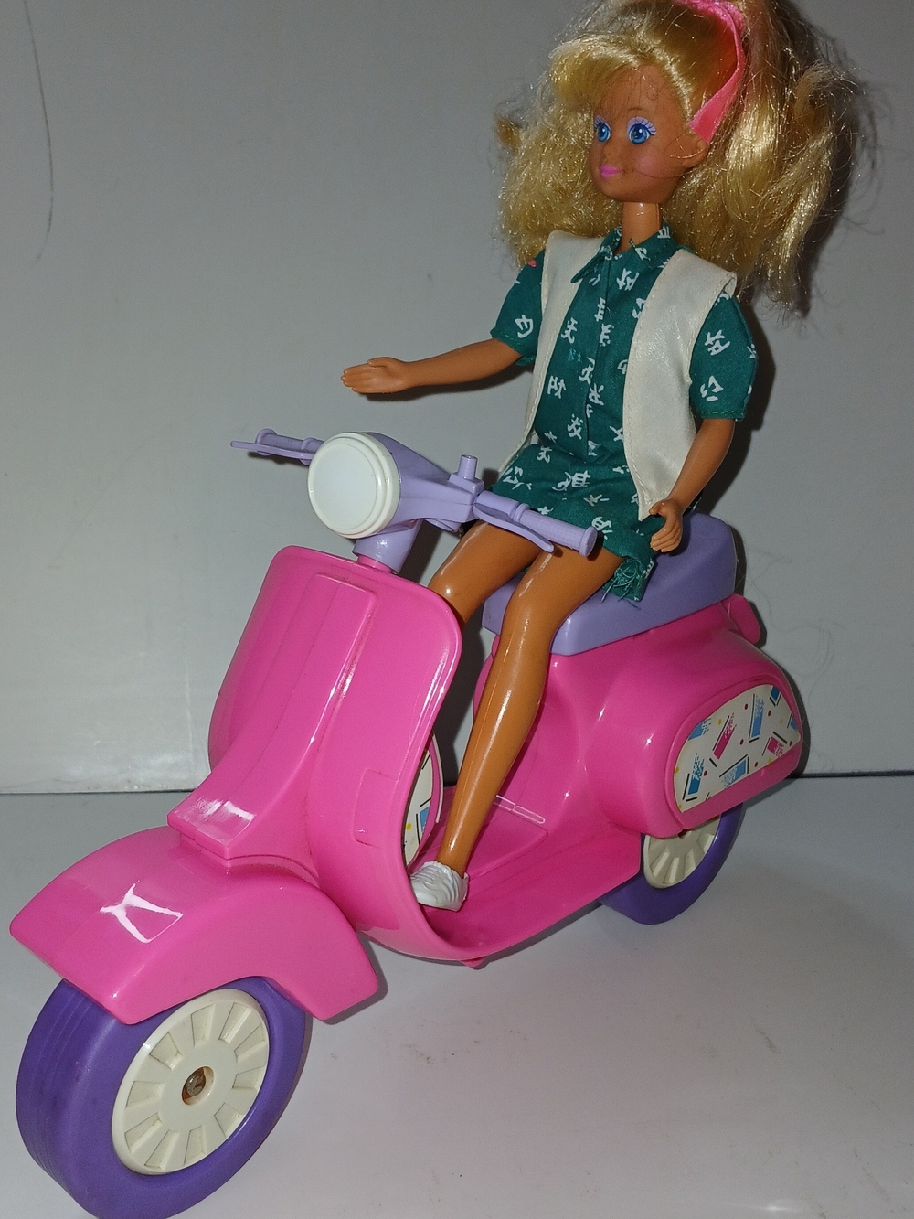 Vintage 80s Barbie Scooter Playset with Original Skipper Doll